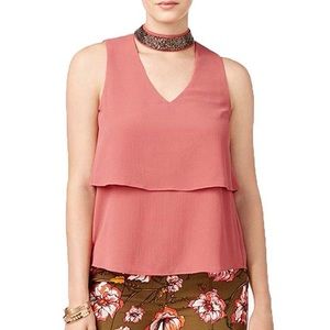 Sleeveless Layered Blouse w Choker Accent